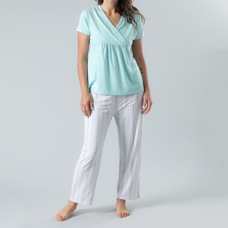 Pijama Maternal Top + Pantalón 33080 Verde Agua